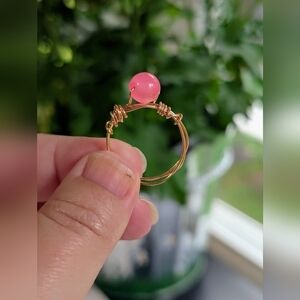 Perfectly Imperfect Pink Wire-Wrapped Ring Size 9